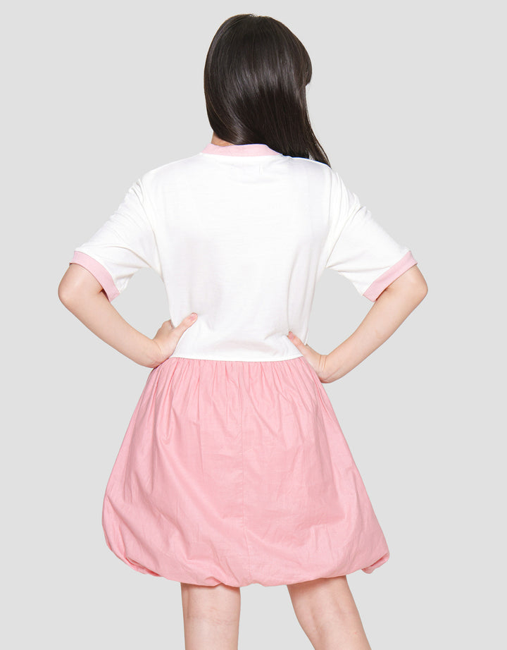 Nevada Knit Balloon Combination Woven Midi Dress Anak Perempuan