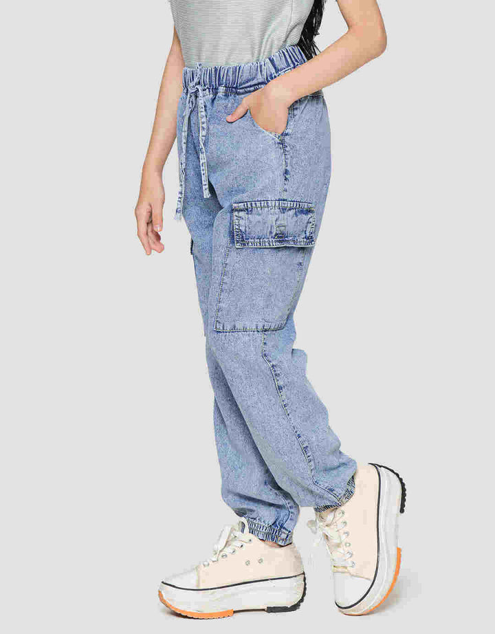 Nevada Jogger Cargo Denim Celana Anak Perempuan