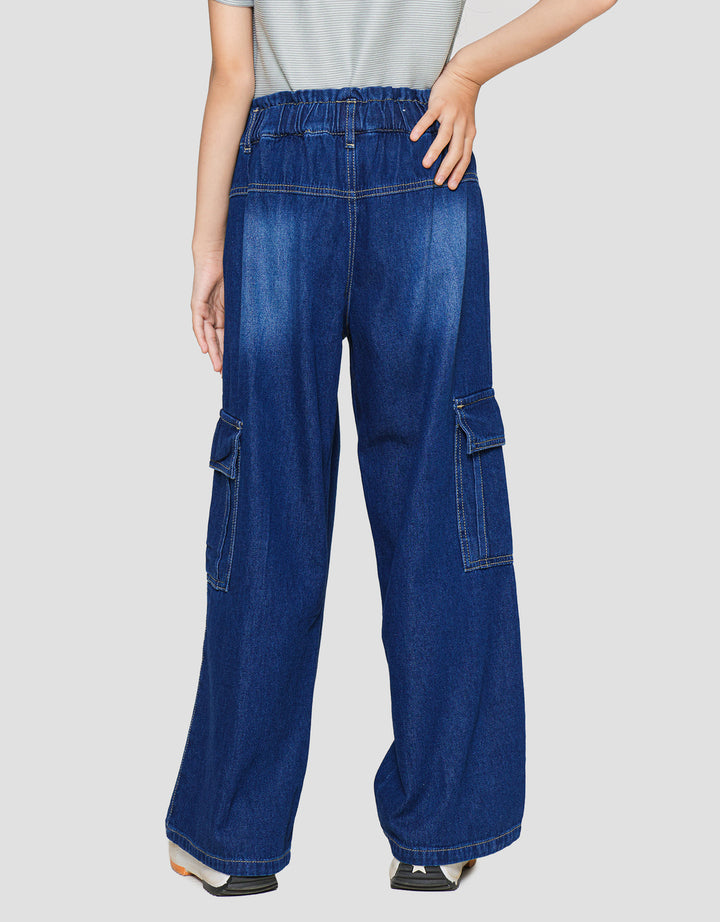 Nevada Washed Denim Cargo Anak Perempuan