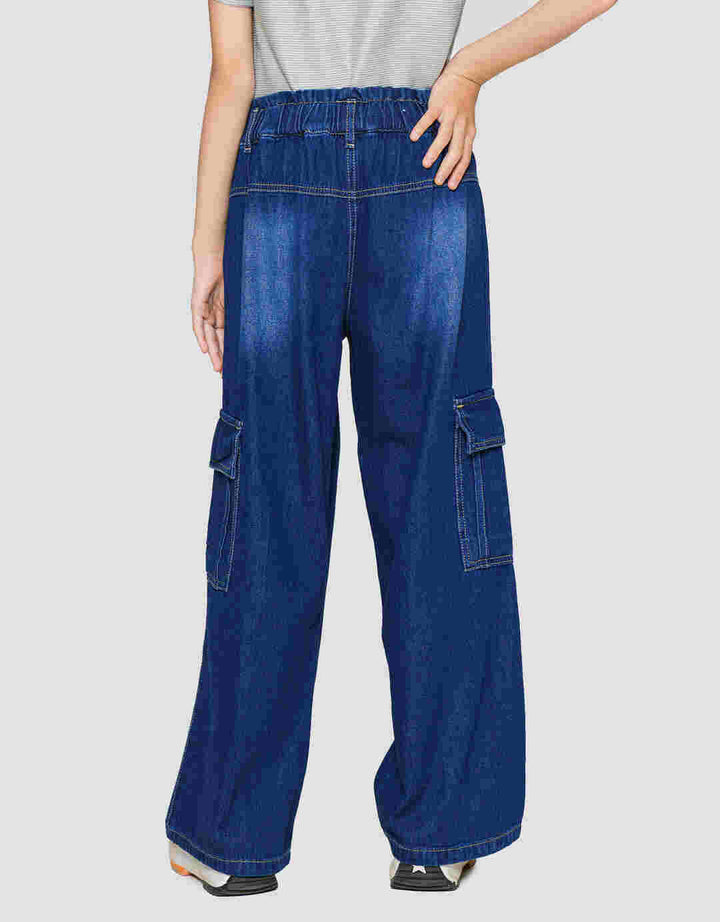 Nevada Washed Denim Cargo Anak Perempuan