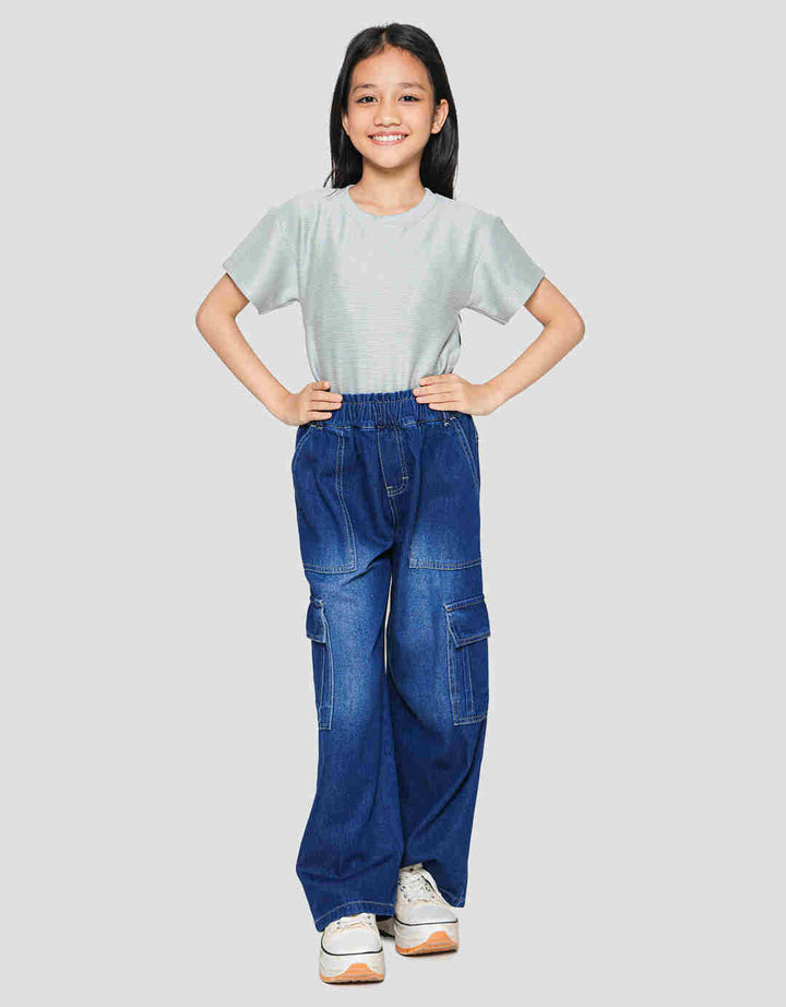 Nevada Washed Denim Cargo Anak Perempuan