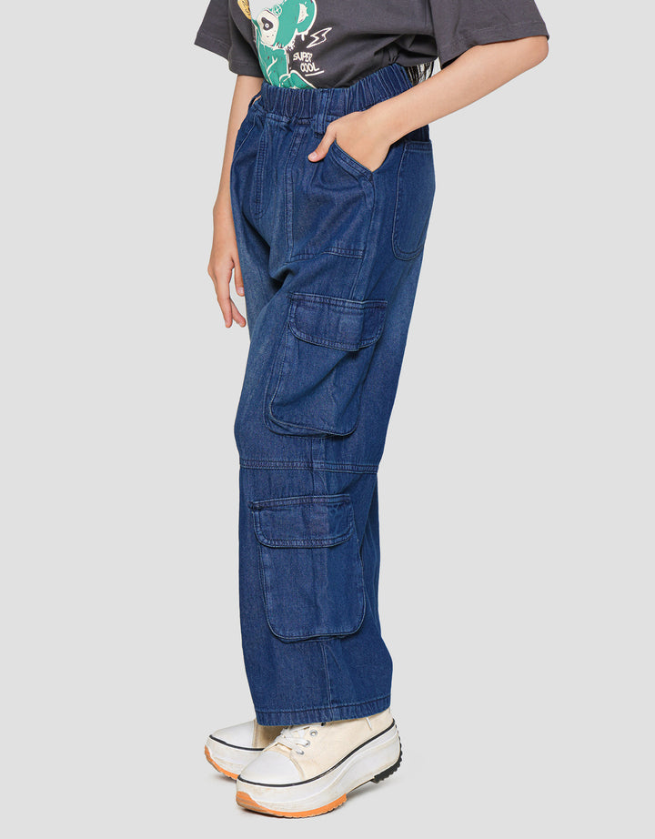Nevada Denim Casual Wideleg Cargo Pants for Girls