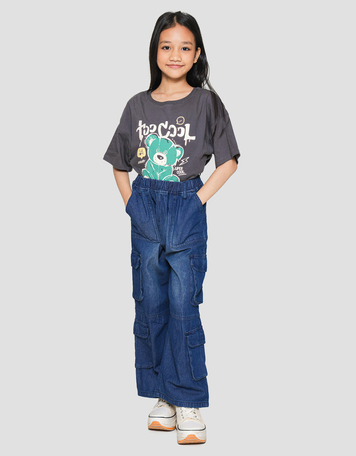 Nevada Denim Casual Wideleg Cargo Pants for Girls