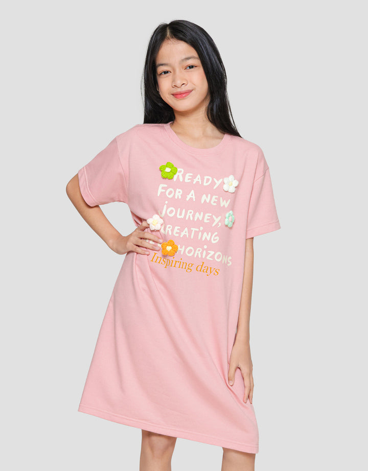 Nevada Flower Apli Midi Dress Anak Perempuan