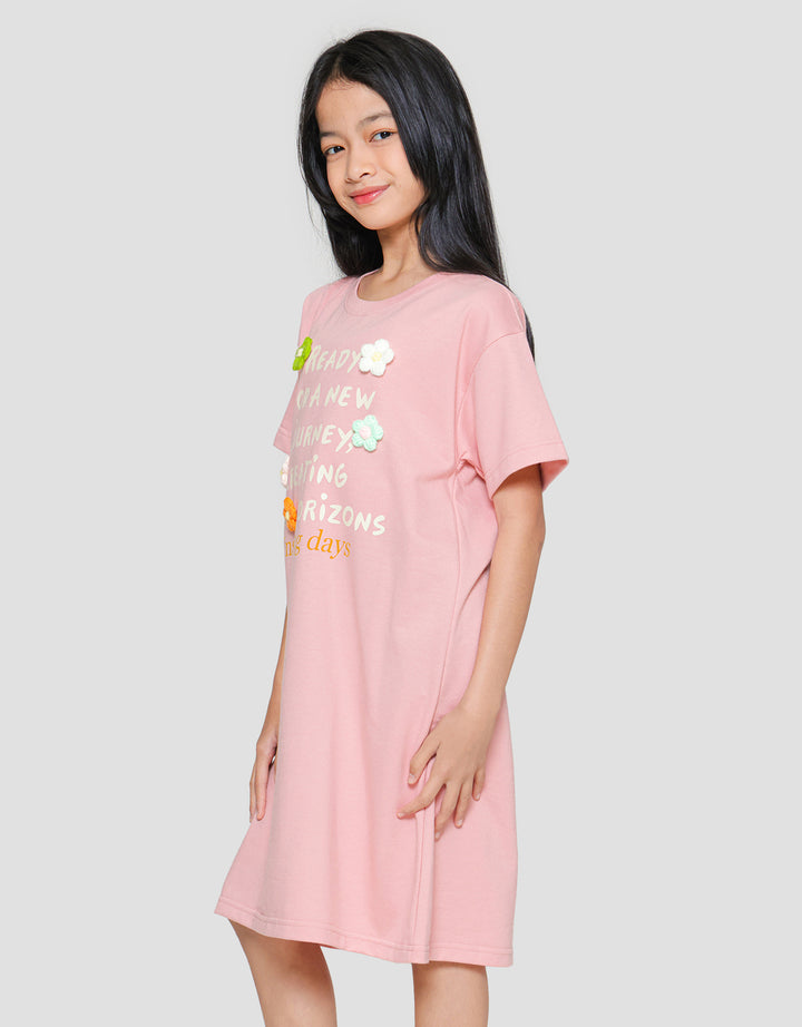 Nevada Flower Apli Midi Dress Anak Perempuan