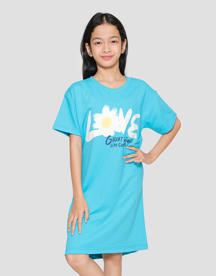 Nevada Flower Apli Midi Dress Anak Perempuan