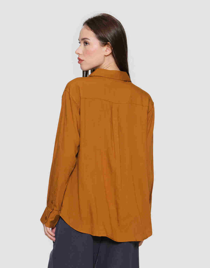 Nevada Regular Rayon Slub Kemeja Lengan Panjang Wanita