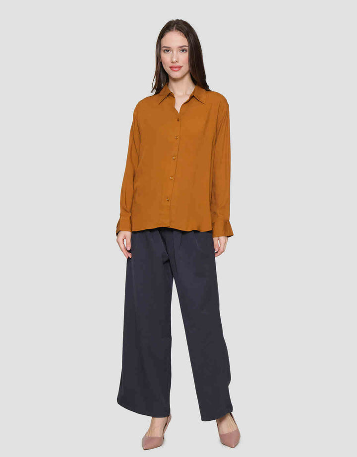 Nevada Regular Rayon Slub Kemeja Lengan Panjang Wanita