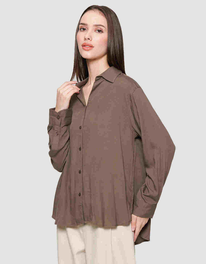 Nevada Regular Rayon Slub Kemeja Lengan Panjang Wanita