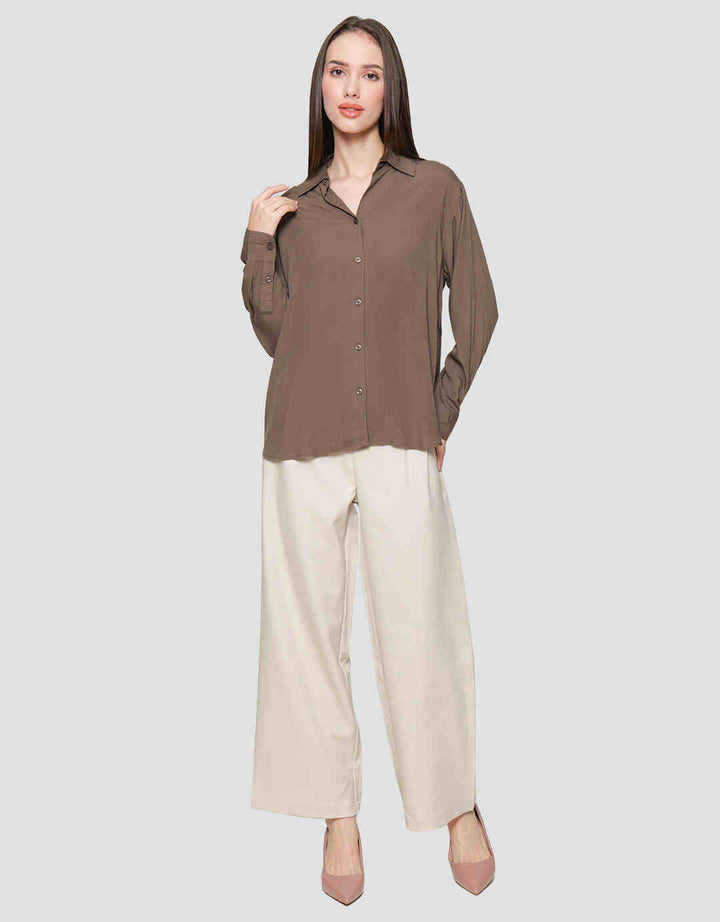Nevada Regular Rayon Slub Kemeja Lengan Panjang Wanita