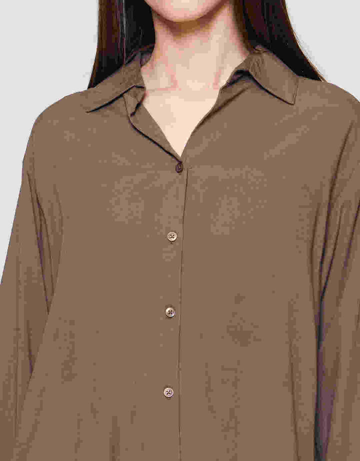 Nevada Regular Rayon Slub Kemeja Lengan Panjang Wanita