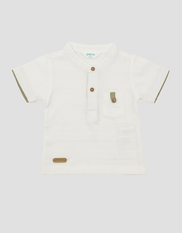 Little M Stripe Henley Kaos Bayi Laki-laki