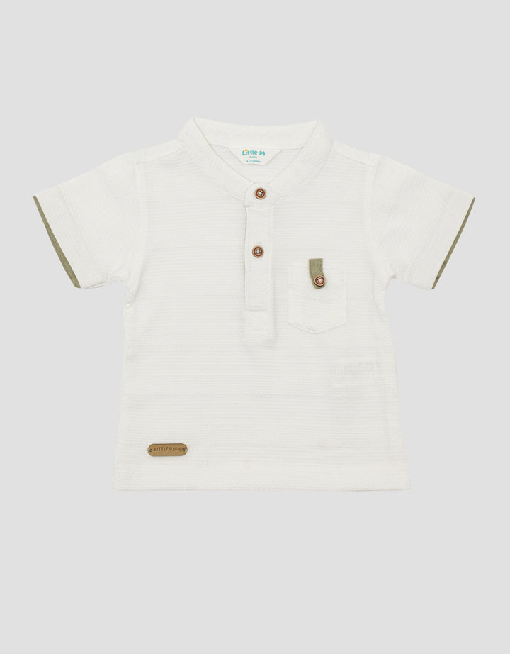 Little M Stripe Henley Kaos Bayi Laki-laki