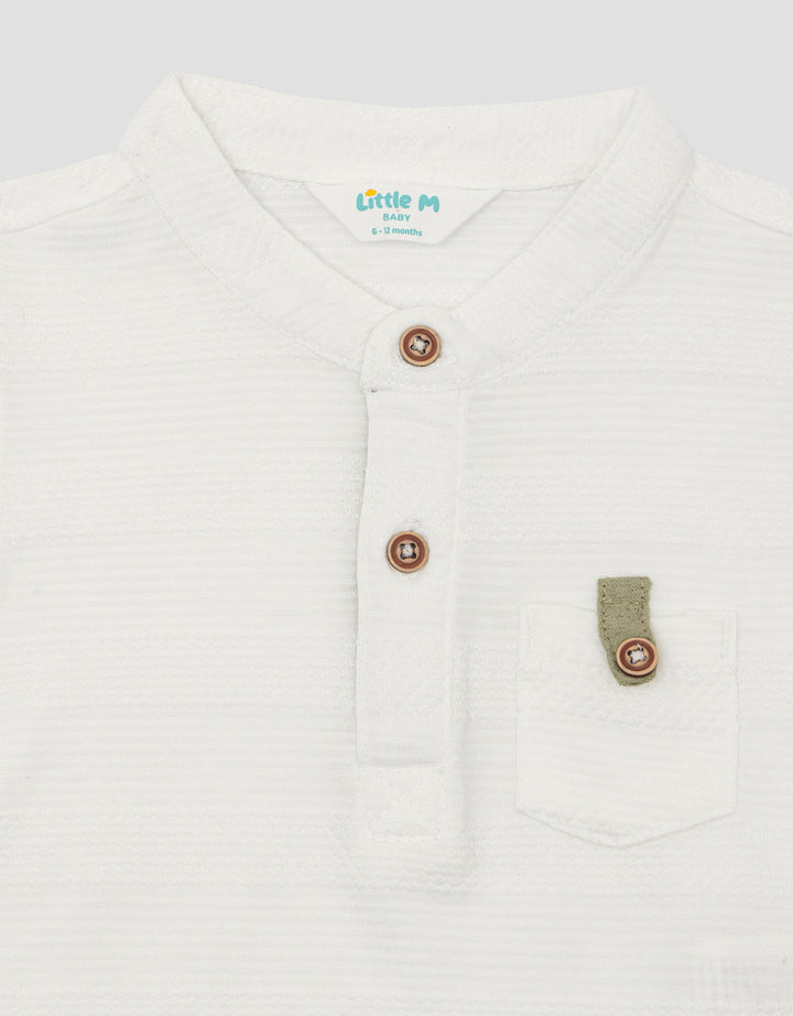 Little M Stripe Henley Kaos Bayi Laki-laki