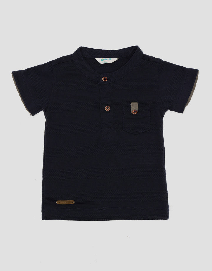 Little M Henley Stripe Tekstur Tawon Kaos Anak Laki-Laki