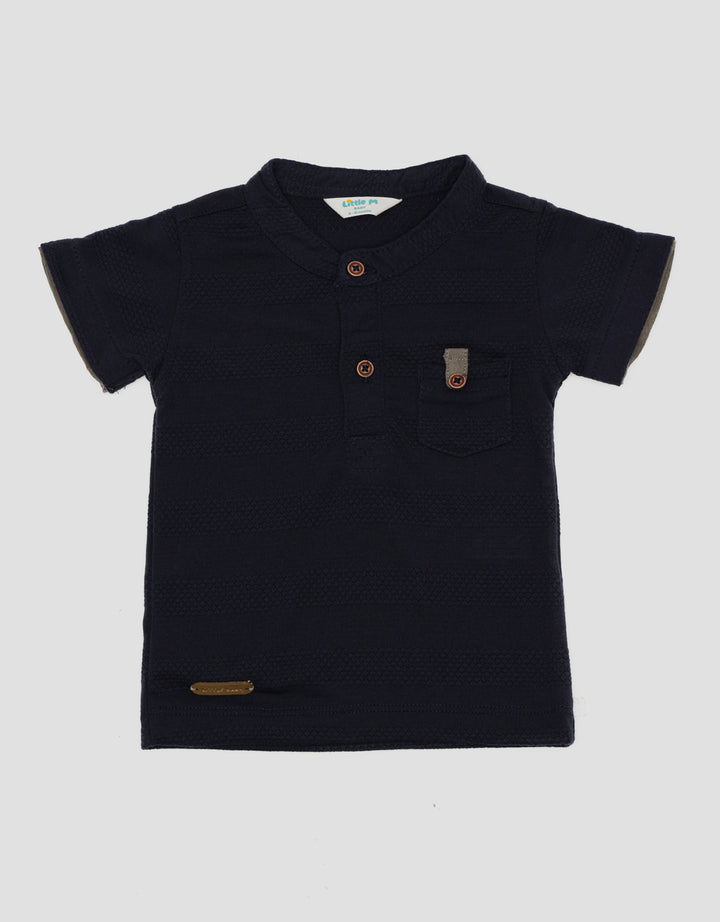 Little M Henley Stripe Tekstur Tawon Kaos Anak Laki-Laki