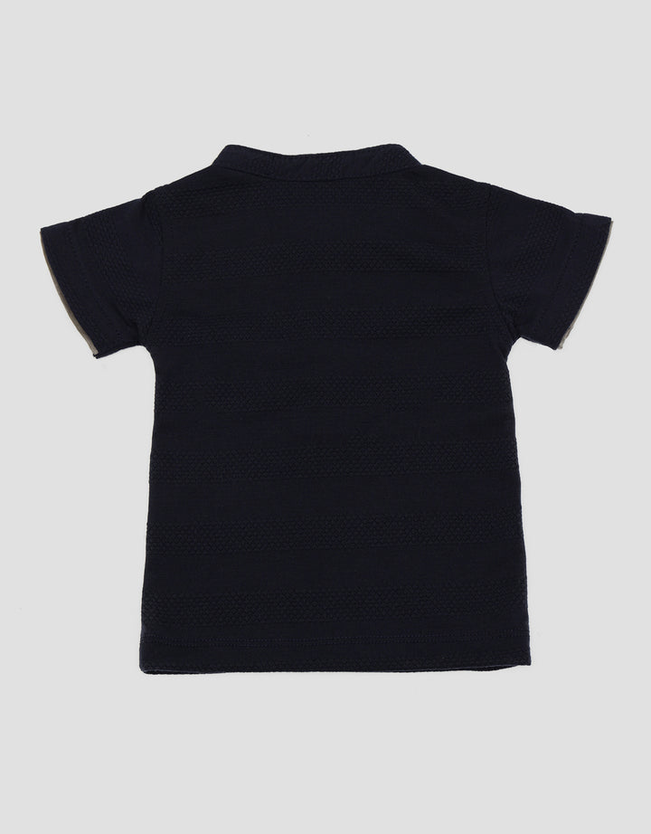 Little M Henley Stripe Tekstur Tawon Kaos Anak Laki-Laki