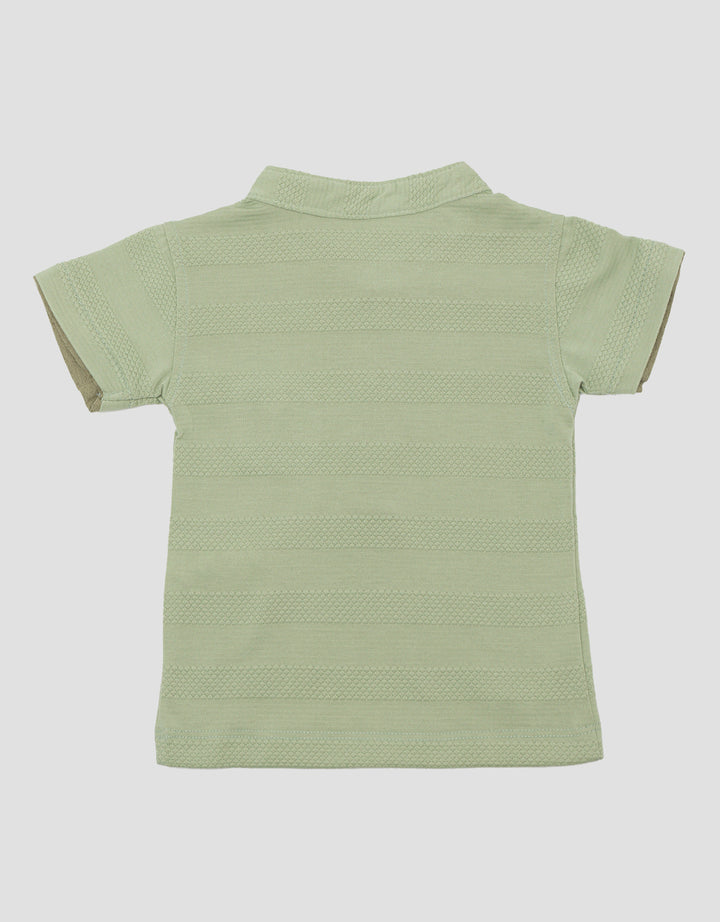 Little M Henley Stripe Textured Boys T-Shirt