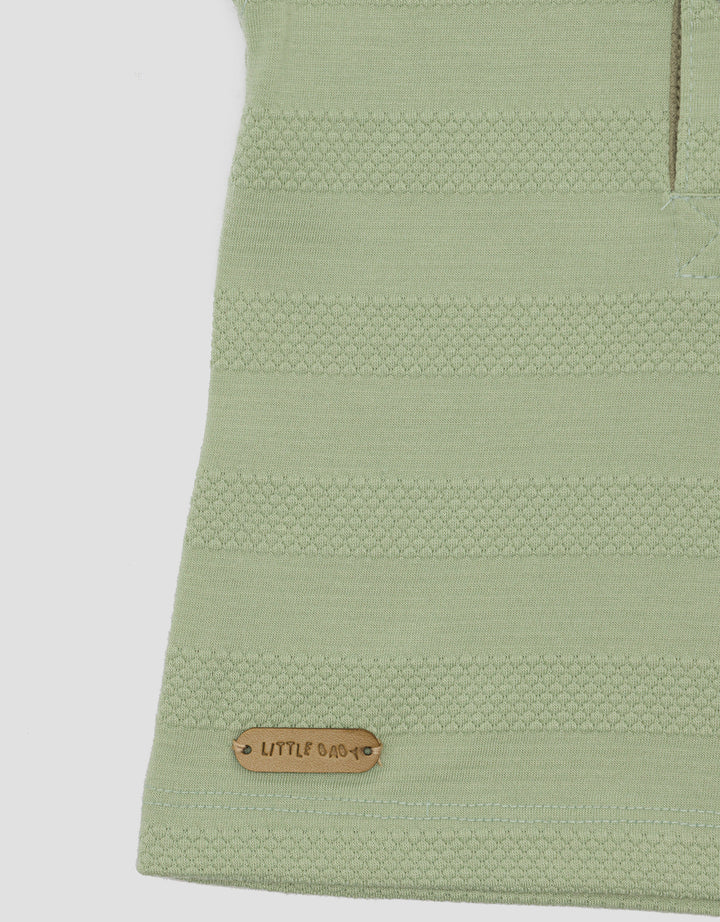 Little M Henley Stripe Textured Boys T-Shirt