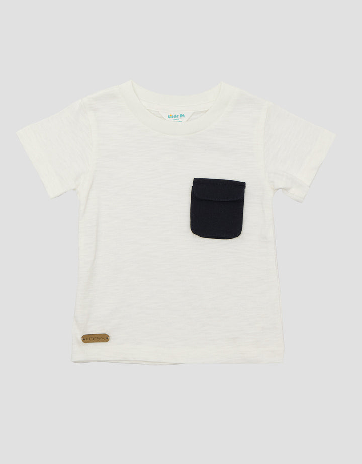 Little M Slub Combi Woven Boys T-Shirt Pocket