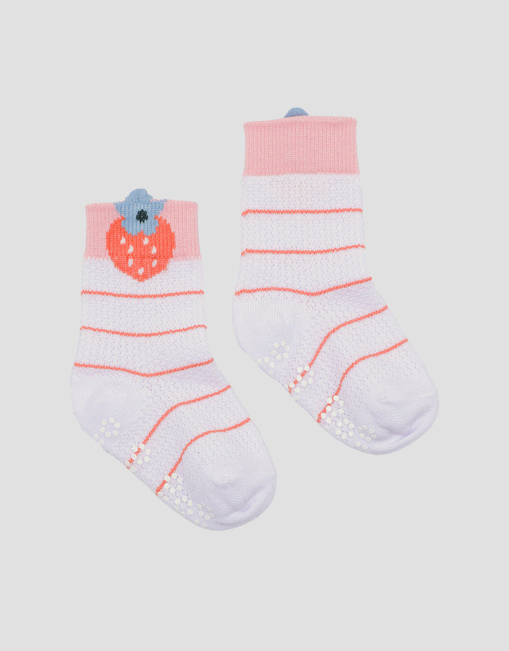 Pipiniko Singel Strawberry Flower Kaus Kaki Anak Perempuan