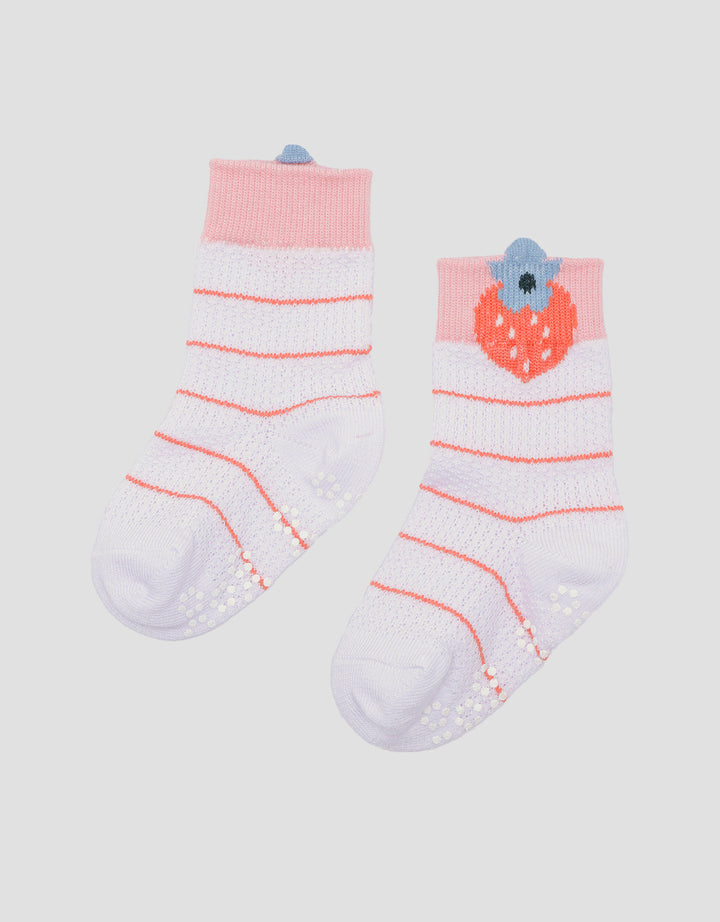 Pipiniko Singel Strawberry Flower Kaus Kaki Anak Perempuan