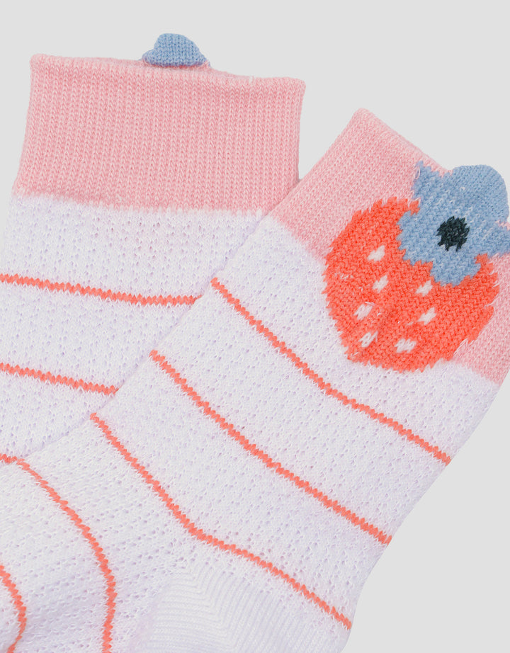 Pipiniko Singel Strawberry Flower Kaus Kaki Anak Perempuan