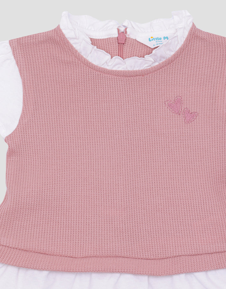 Little M Waffle With Pants Woven Baju Set Bayi Perempuan