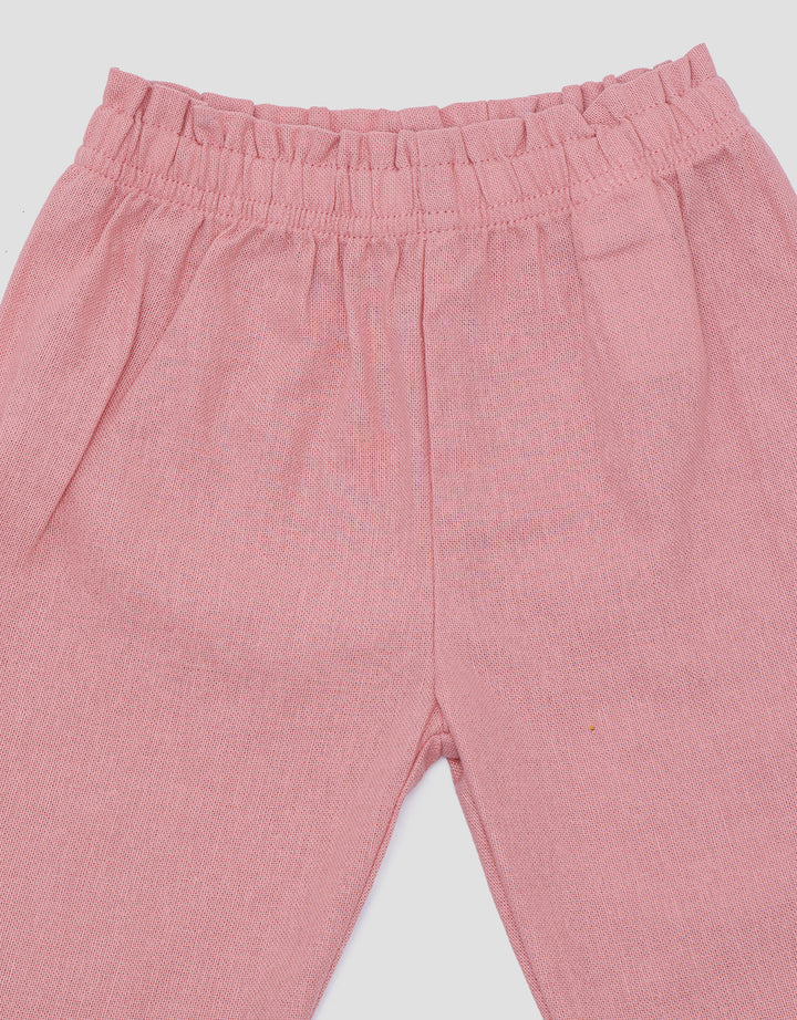 Little M Waffle With Pants Woven Baju Set Bayi Perempuan