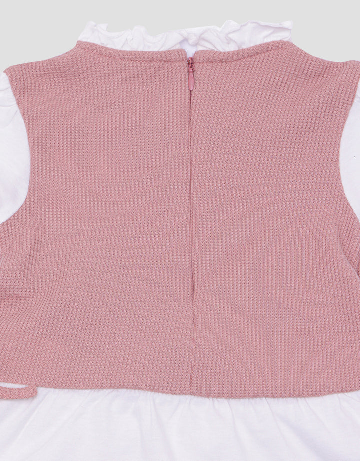 Little M Waffle With Pants Woven Baju Set Bayi Perempuan