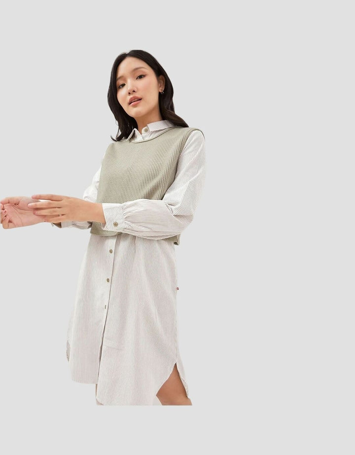 Graphis Dress Rompi Motif Garis Wanita