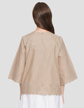 St. Yves Cropped Eyeled With Flare Sleeve Blouse Wanita