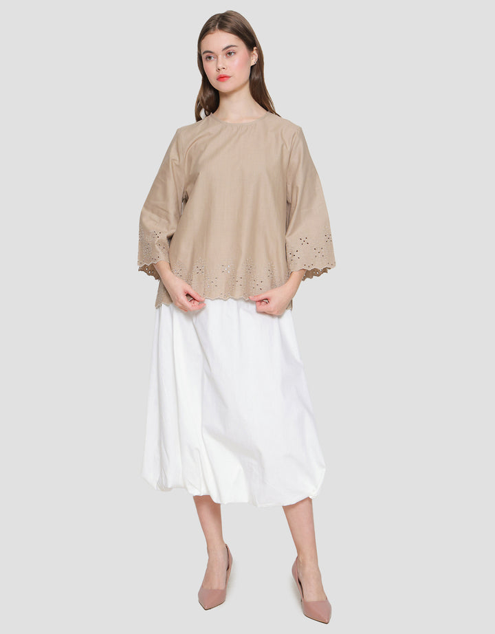 St. Yves Cropped Eyeled With Flare Sleeve Blouse Wanita