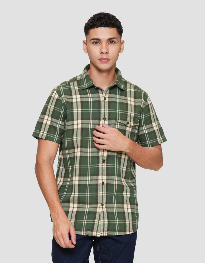 Lois Print Check Kemeja Lengan Pendek Pria