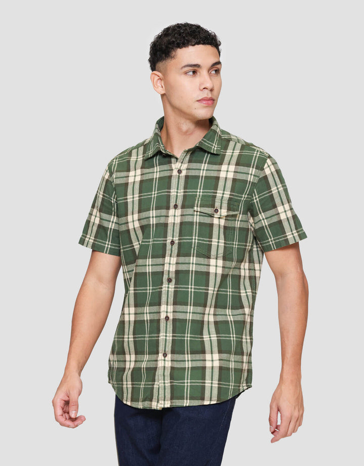 Lois Print Check Kemeja Lengan Pendek Pria