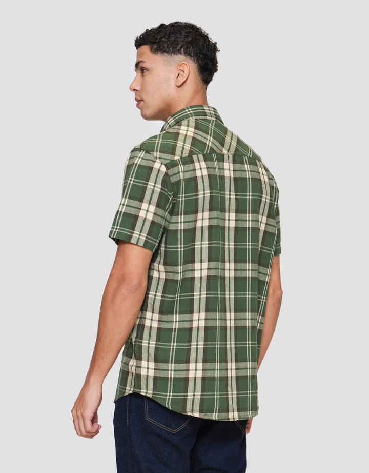 Lois Print Check Kemeja Lengan Pendek Pria