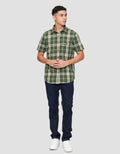 Lois Print Check Kemeja Lengan Pendek Pria