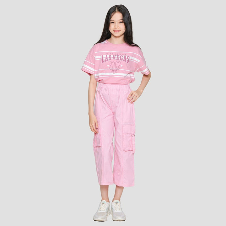 Nevada Woven Wideleg Cargo Ring Strap Girls Long Pants
