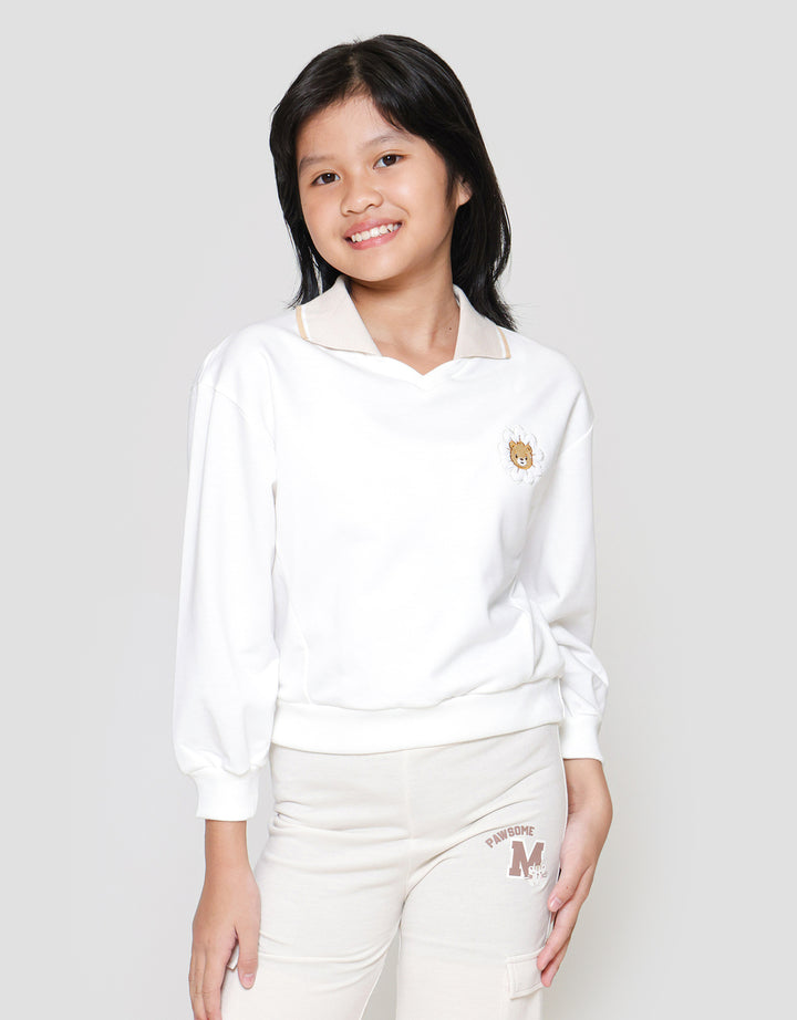Nevada Kerah Bear Flower Sweater Anak Perempuan