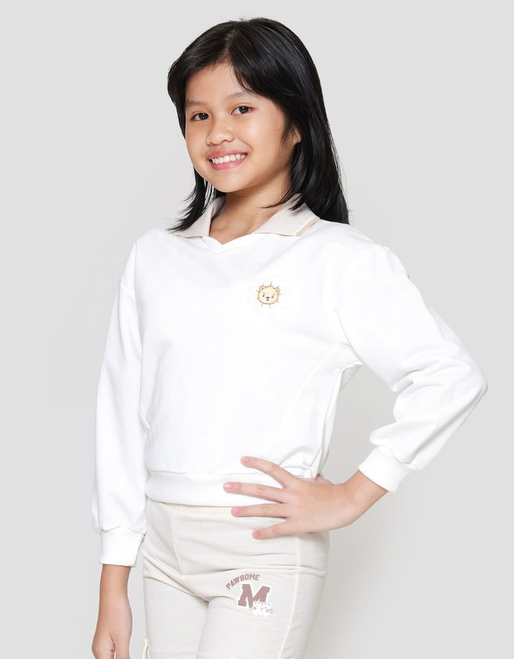 Nevada Kerah Bear Flower Sweater Anak Perempuan