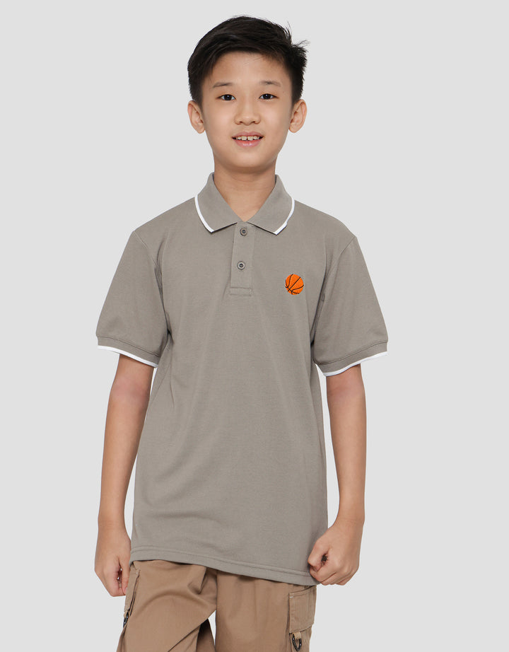 Nevada Wangki Solid Kaos Kerah Lengan Pendek Anak Laki-Laki