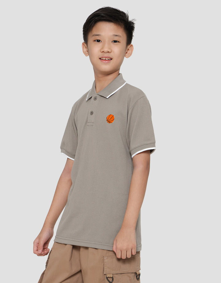 Nevada Wangki Solid Kaos Kerah Lengan Pendek Anak Laki-Laki