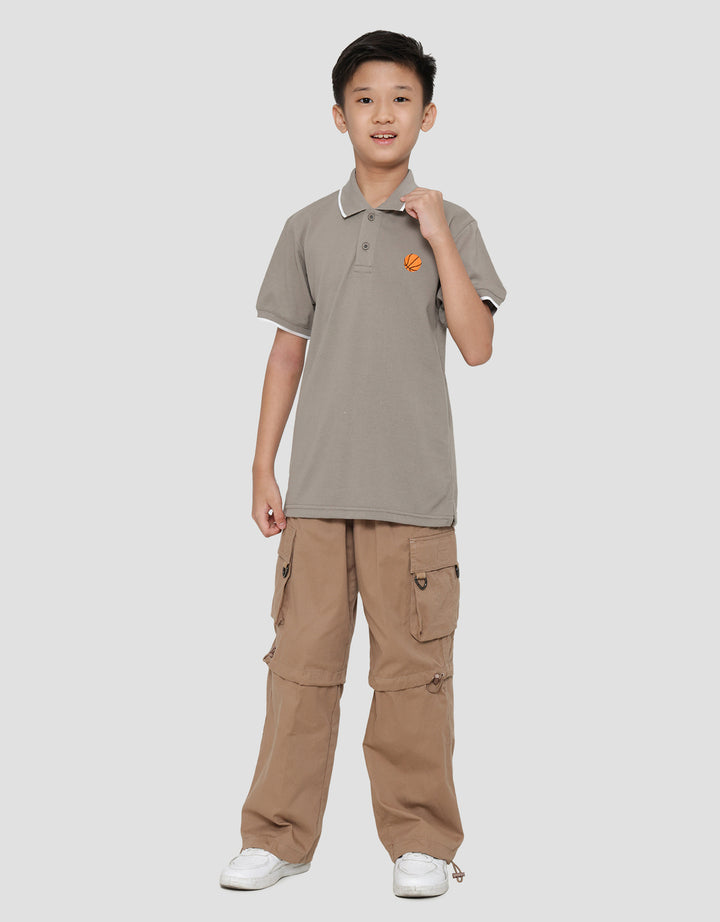 Nevada Wangki Solid Kaos Kerah Lengan Pendek Anak Laki-Laki