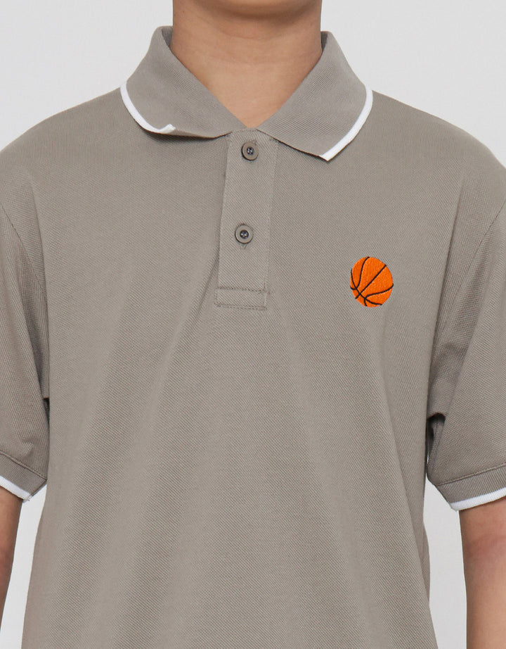 Nevada Wangki Solid Kaos Kerah Lengan Pendek Anak Laki-Laki