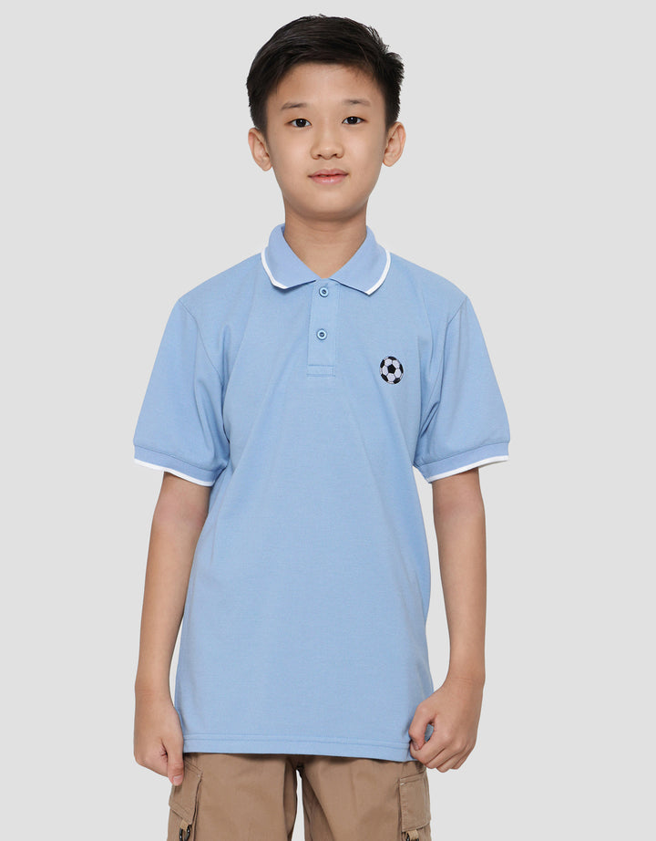 Nevada Wangki Solid Kaos Kerah Lengan Pendek Anak Laki-Laki