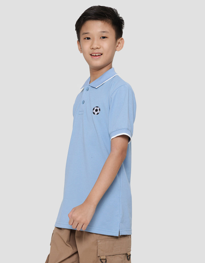 Nevada Wangki Solid Kaos Kerah Lengan Pendek Anak Laki-Laki