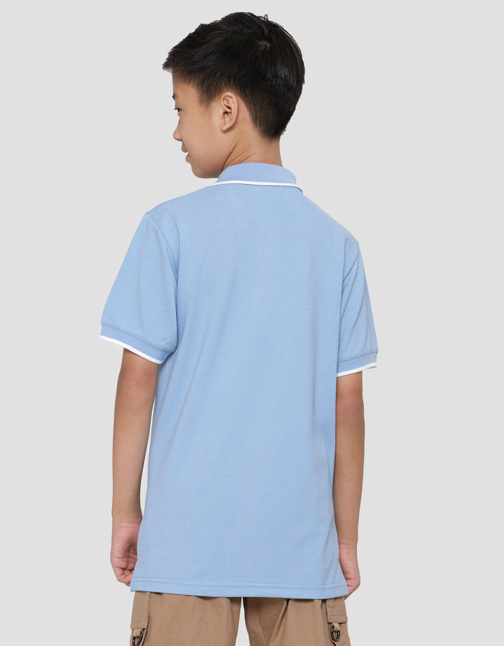 Nevada Wangki Solid Kaos Kerah Lengan Pendek Anak Laki-Laki