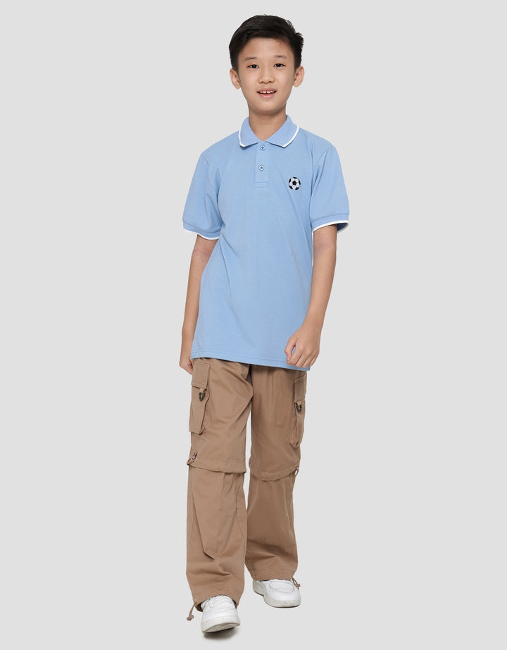 Nevada Wangki Solid Kaos Kerah Lengan Pendek Anak Laki-Laki