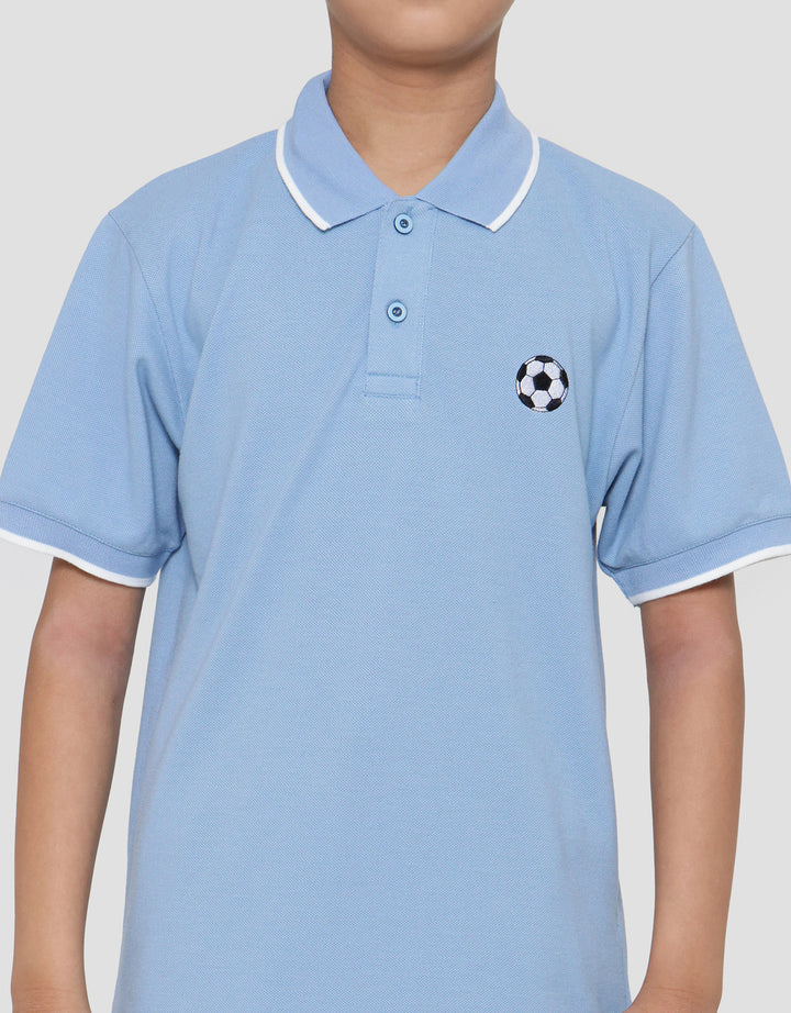 Nevada Wangki Solid Kaos Kerah Lengan Pendek Anak Laki-Laki