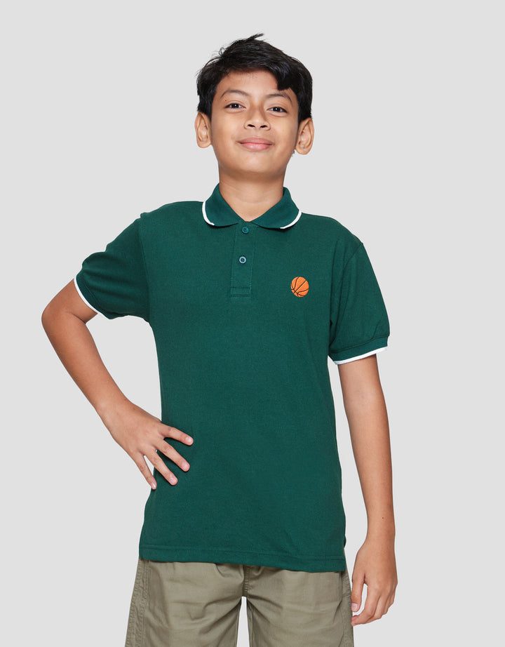 Nevada Wangki Solid Bordir Kaos Polo Anak Laki-laki